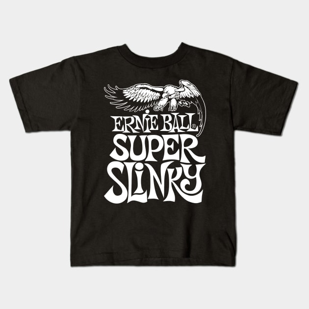 Slinky Strings In White Print Kids T-Shirt by sarahwolffie